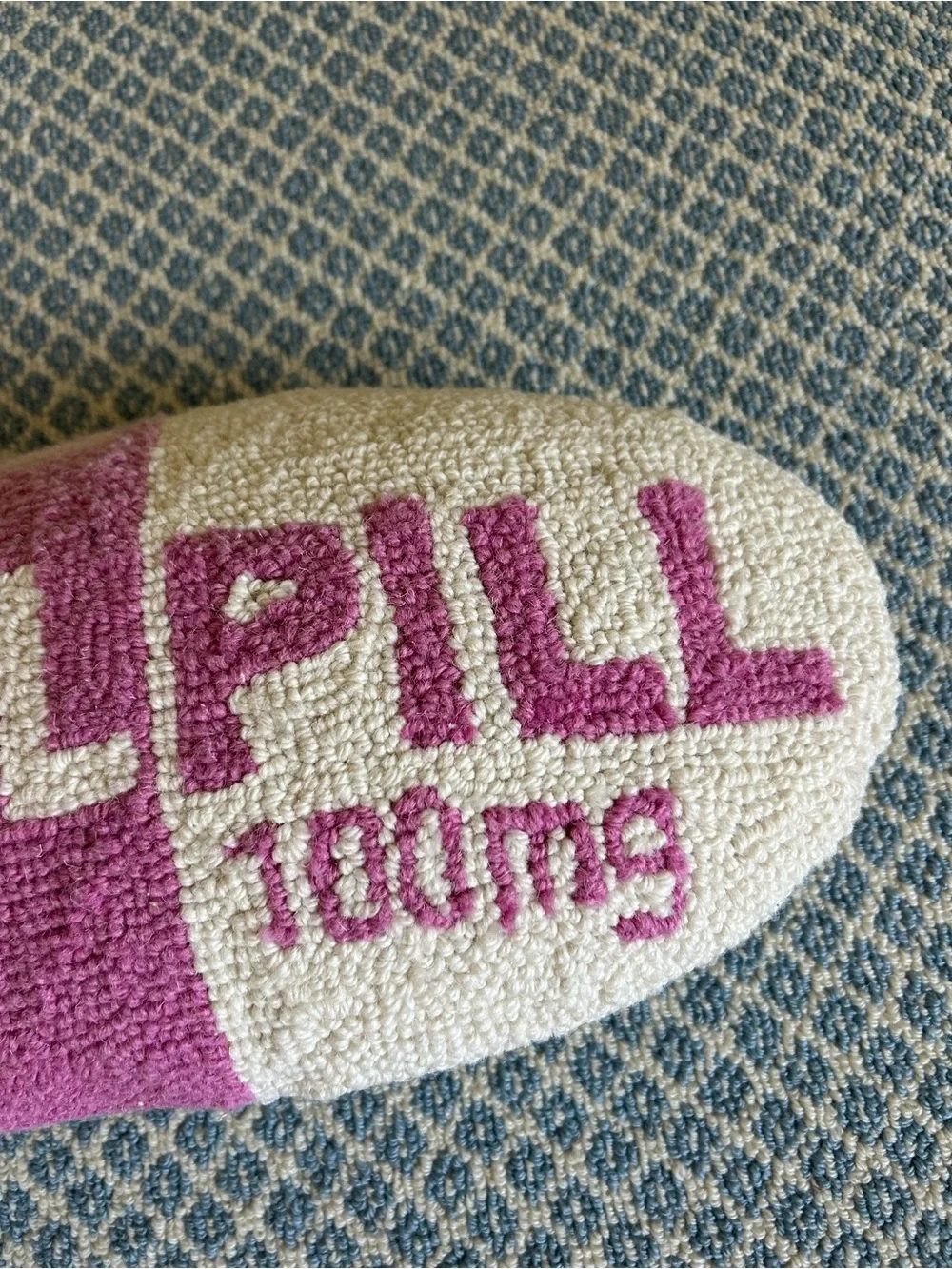 CHILL PILL 100mg Pink and White Accent Pillow